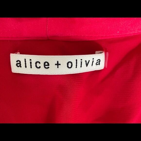 Alice + Olivia | Women’s Livvy Tie-Neck Washed Silk-blend Blouse CrossoverTop XS - Picture 7 of 11